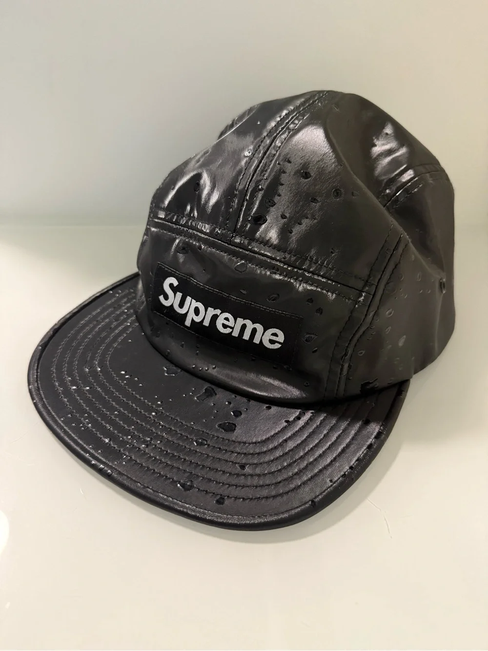 Supreme Black Shiny Water Drops 5-Panel Cap - Picture 9 of 14